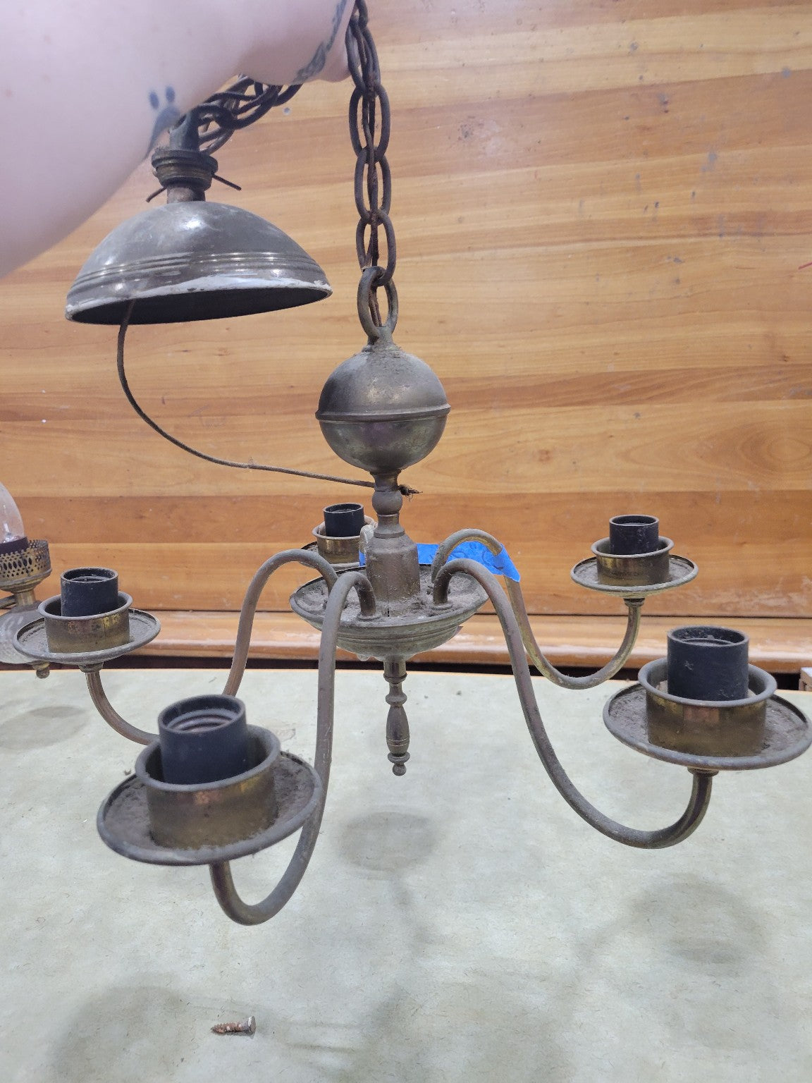 Vintage Brass 6-Light Chandelier Frame – Rewiring Required (AS IS)