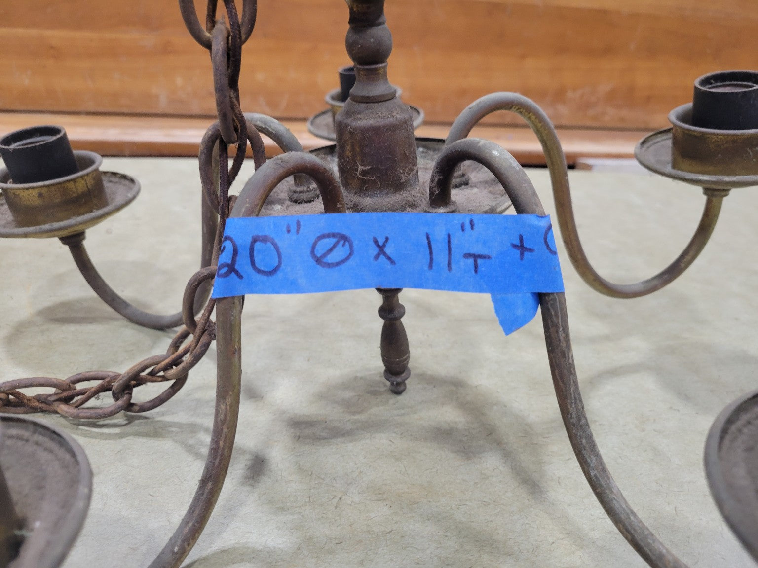 Vintage Brass 6-Light Chandelier Frame – Rewiring Required (AS IS)