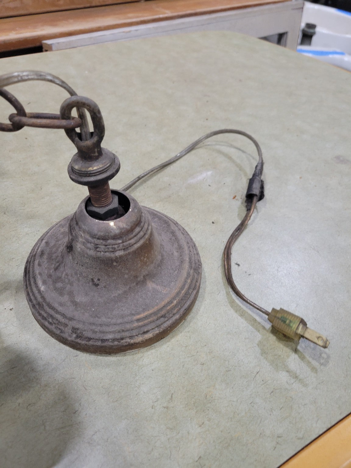 Mid-Century Brass & Glass 5-Light Chandelier – Rewiring Needed (AS IS)