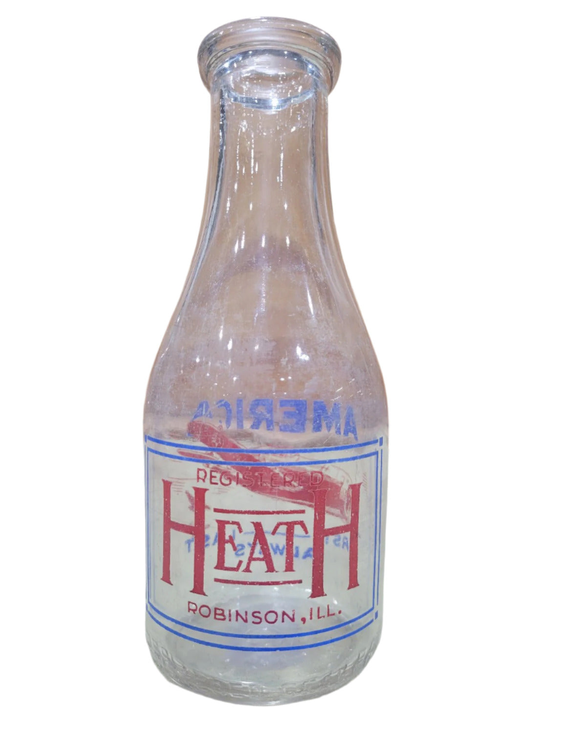 Heath Robinson, Illinois Patriotic Glass Milk Bottle – WWII Era