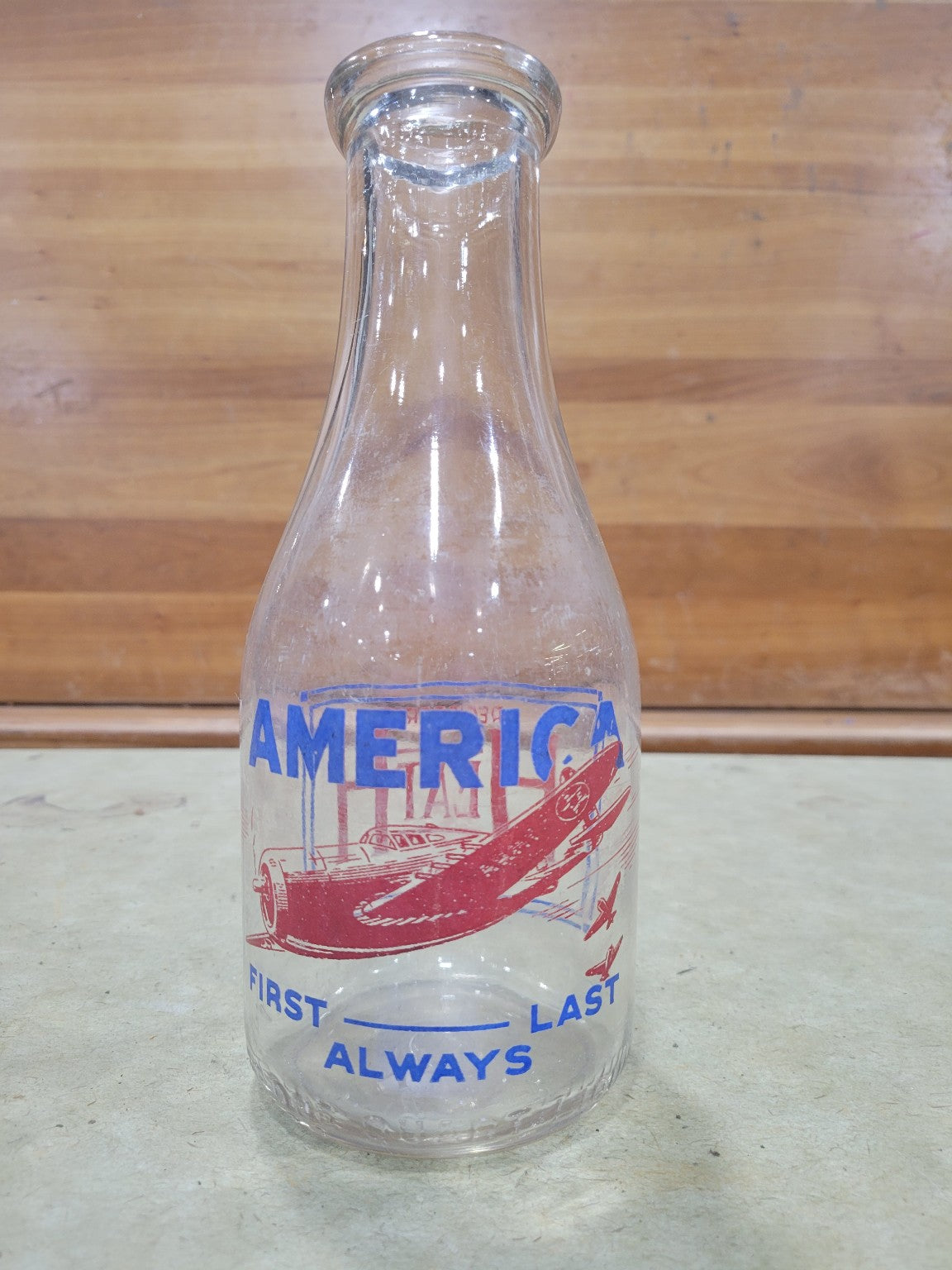 Heath Robinson, Illinois Patriotic Glass Milk Bottle – WWII Era