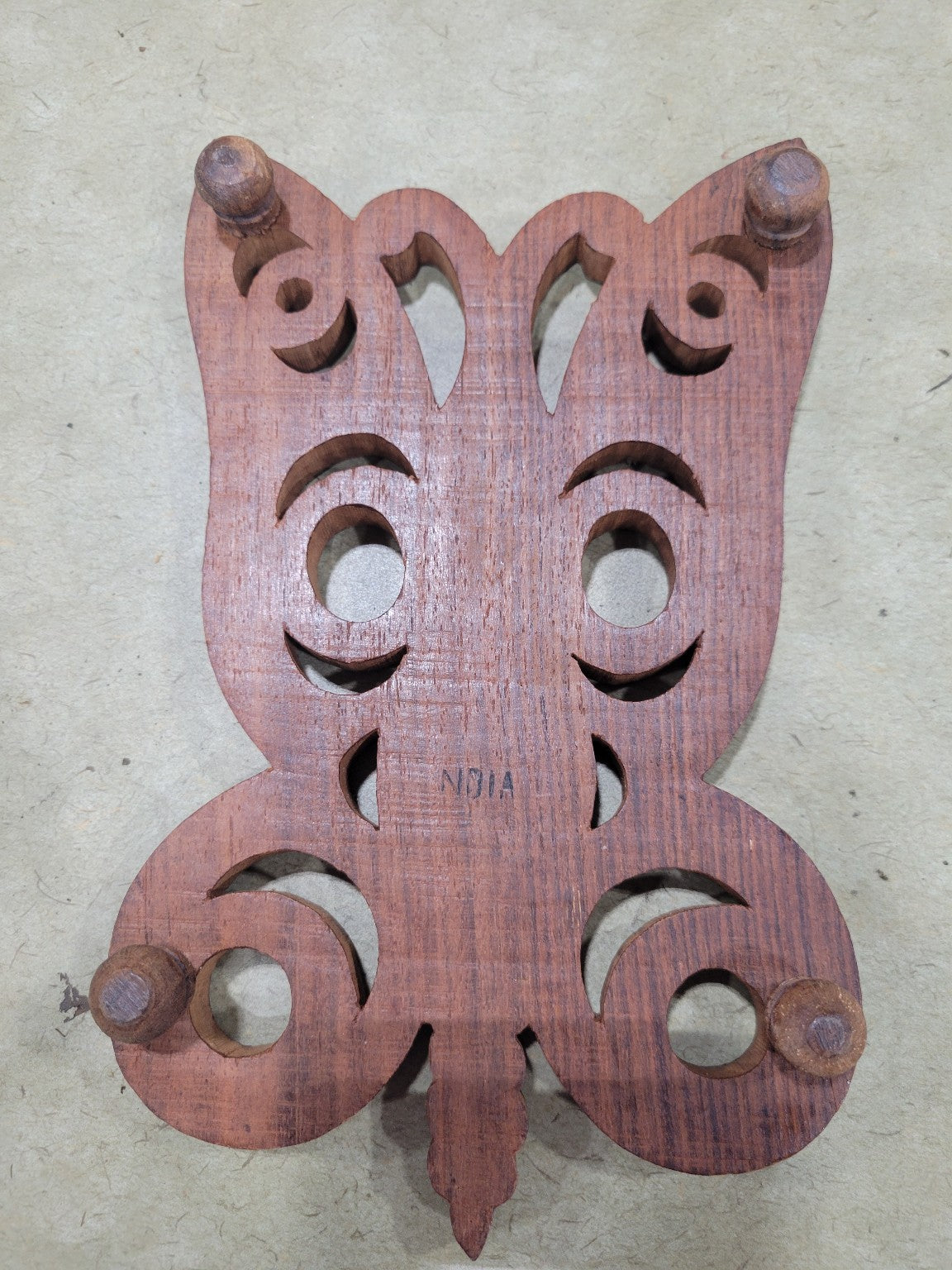 Hand-Carved Wood Butterfly Trivet – Made in India
