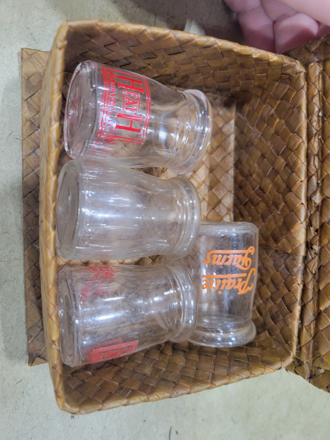 Set of Vintage Dairy Creamer Bottles – Heath & Prairie Farms (4 pcs)