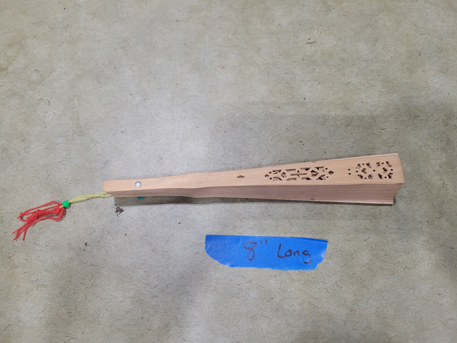 Decorative Carved Sandalwood Folding Fan – 8" Long