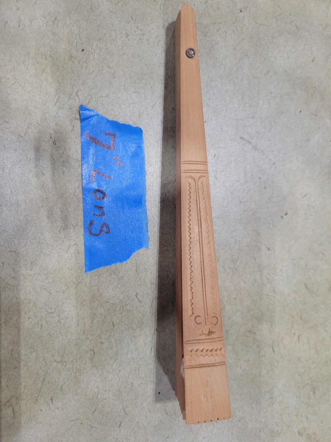 Natural Wood Folding Fan with Geometric Engraving – 7 Long