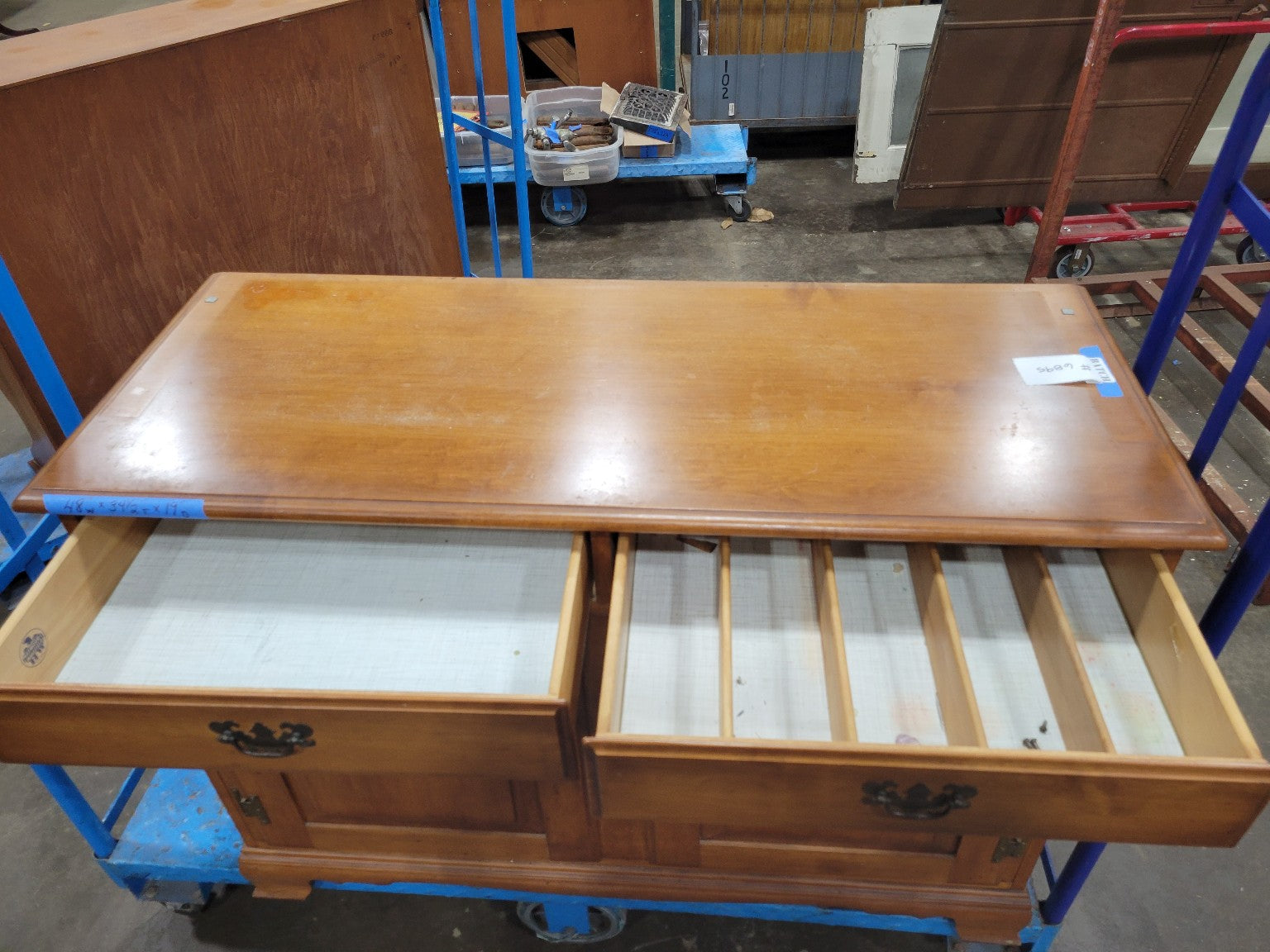 Heywood-Wakefield Cinnamon Dining Set with Hutch, Buffet, Drop-Leaf Table & Four Chairs