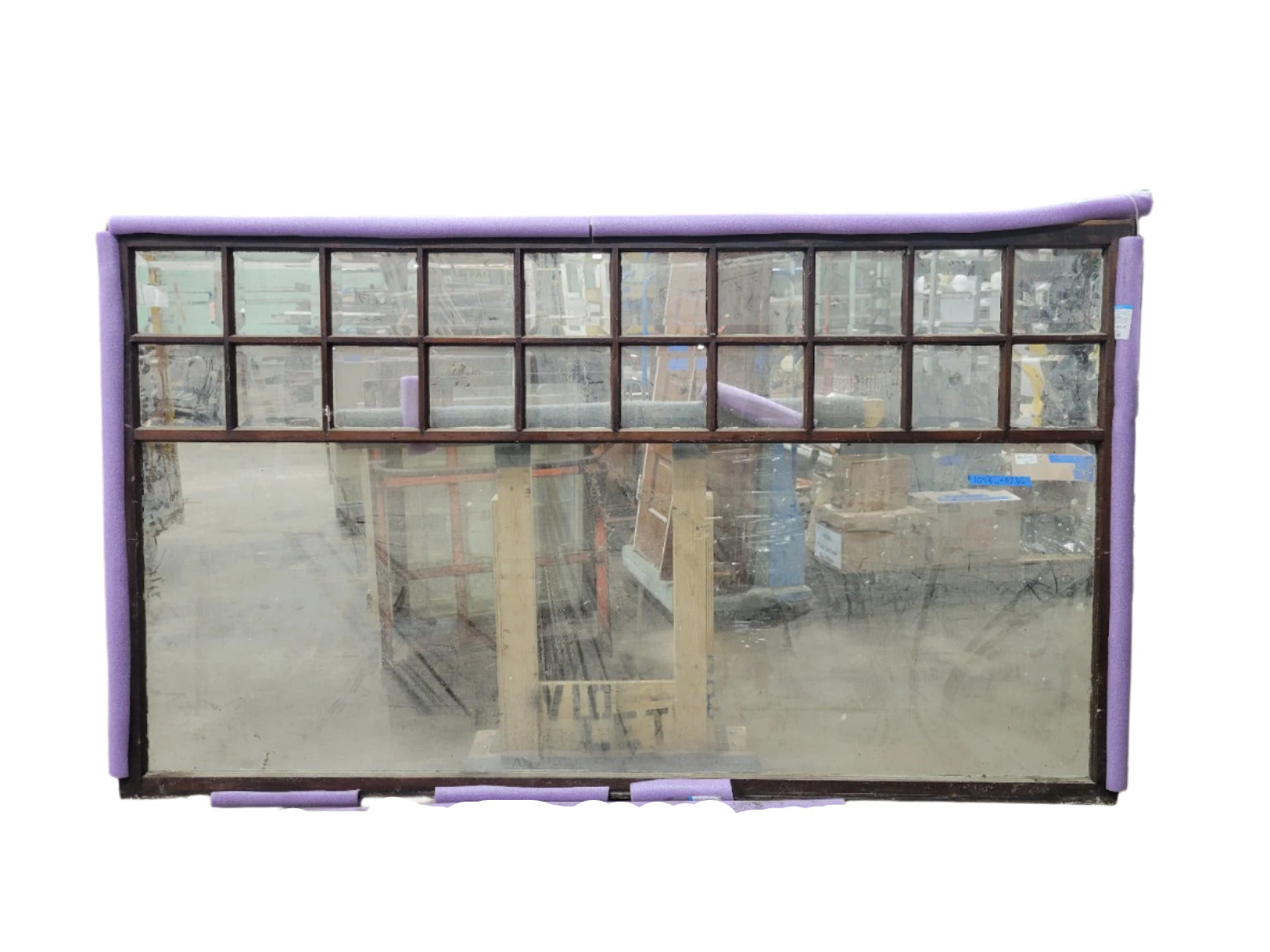 Antique Residential Transom Window – 24 Beveled Lites Over Clear Panel