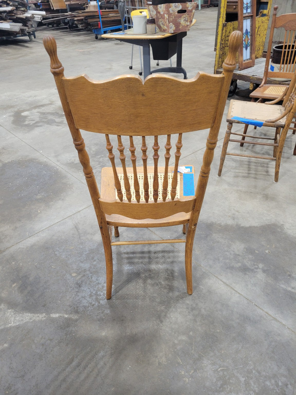 Antique Oak Spindle Back Chair with Cane Seat – Pressed Carved Antique Oak Spindle Back Chair with Cane Seat – Pressed Carved