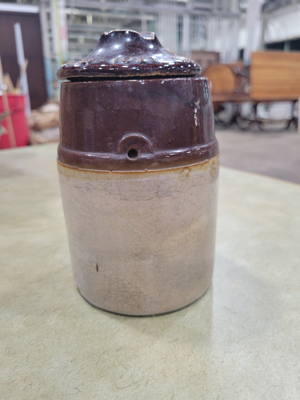 1901 “The HyMatic” Stoneware Inkwell Jar with Patented Lid – No. 2 Size