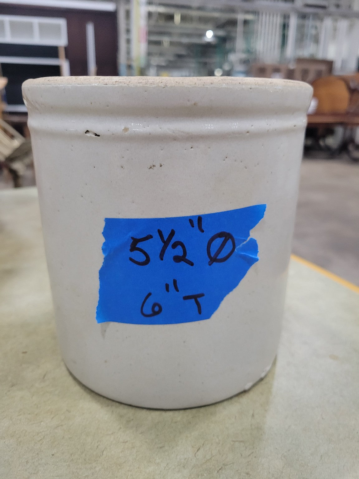Small Antique Stoneware Crock – Unmarked Utility Jar with Hairline Crack