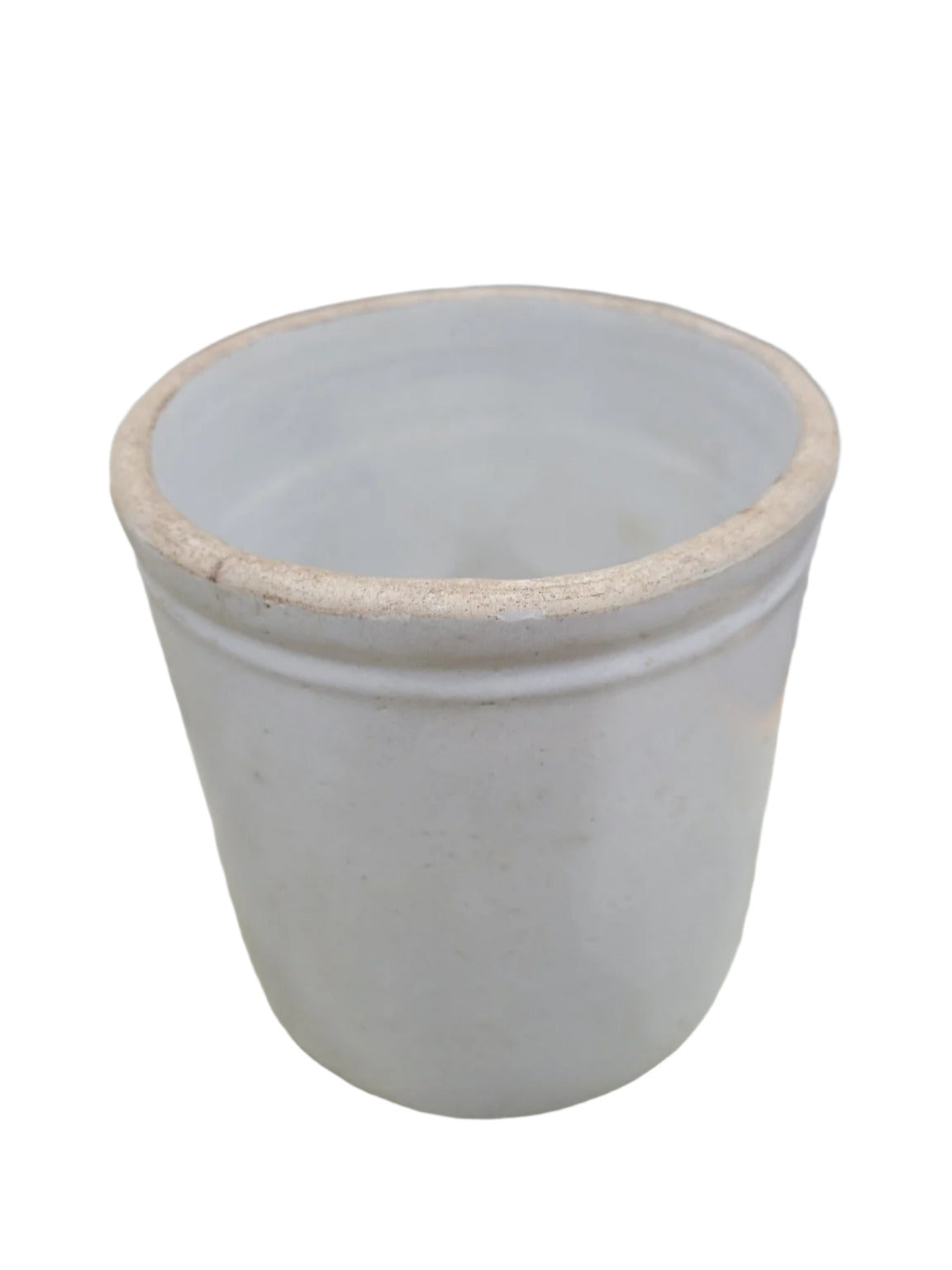Small Antique Stoneware Crock – Unmarked Utility Jar with Hairline Crack