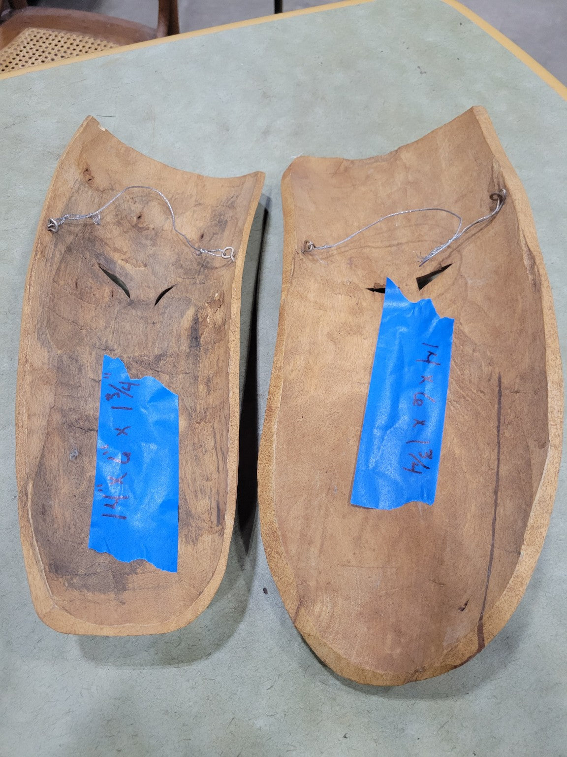 Pair of Hand-Carved Tribal-Style Wooden Face Masks