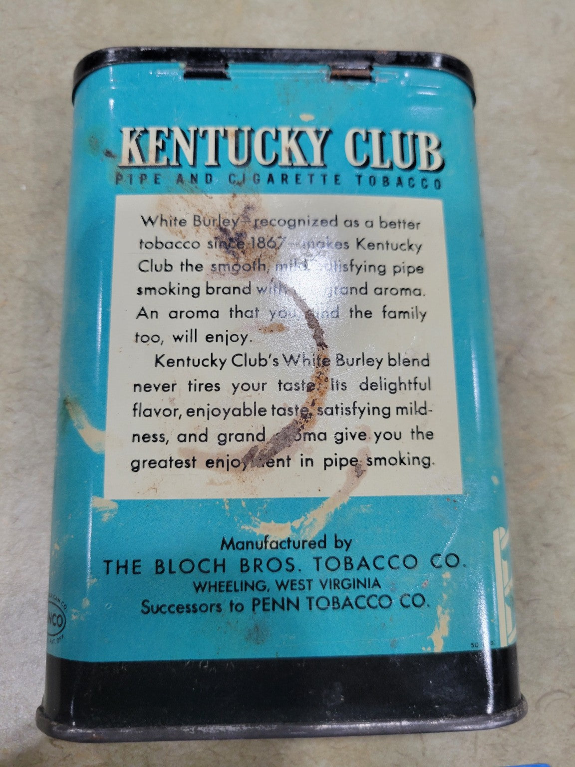 Kentucky Club Pipe Tobacco Tin – Horse & Rider Graphic