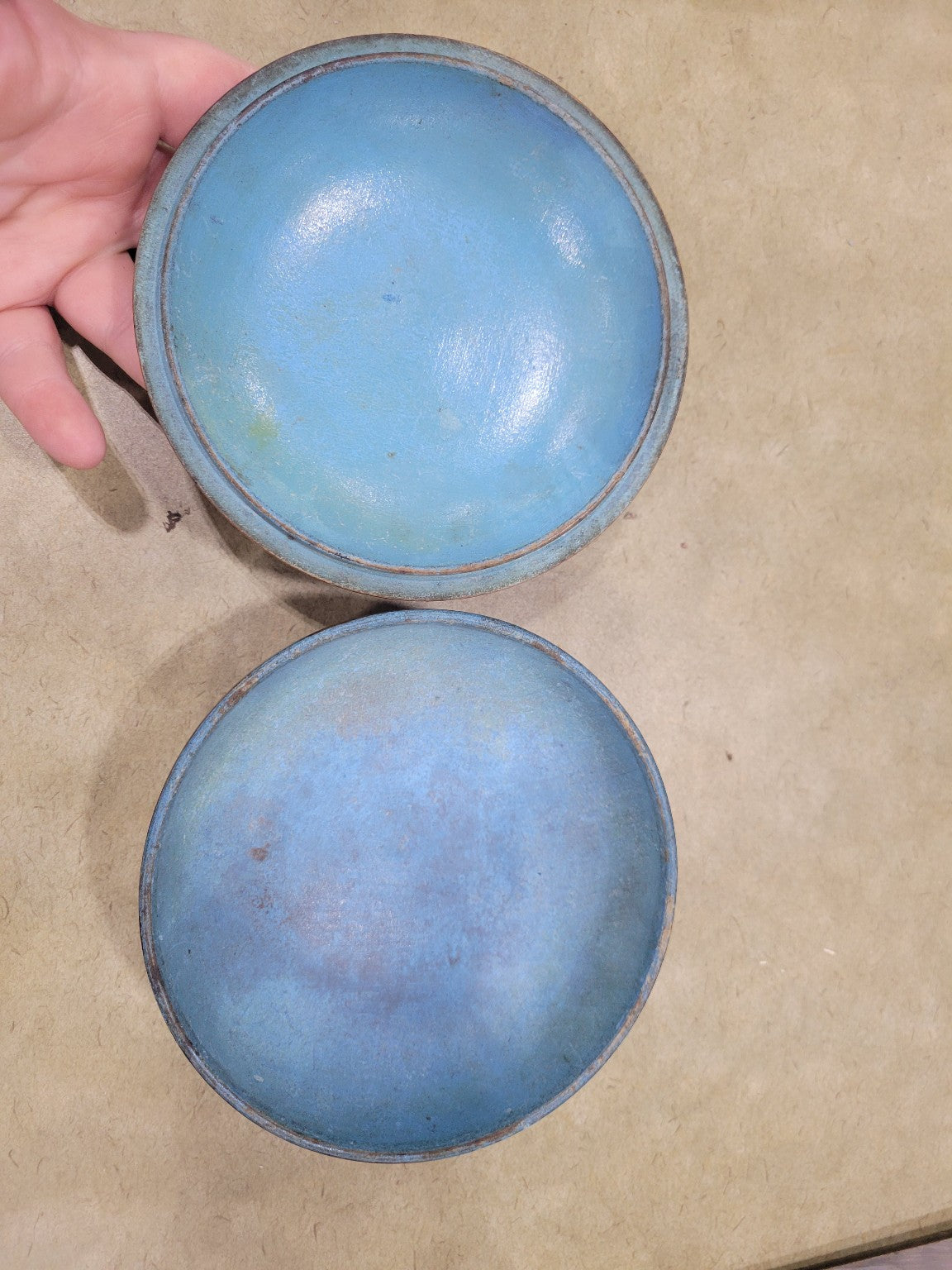 Vintage Cherry Blossom Wooden Polish Bowl with Lid