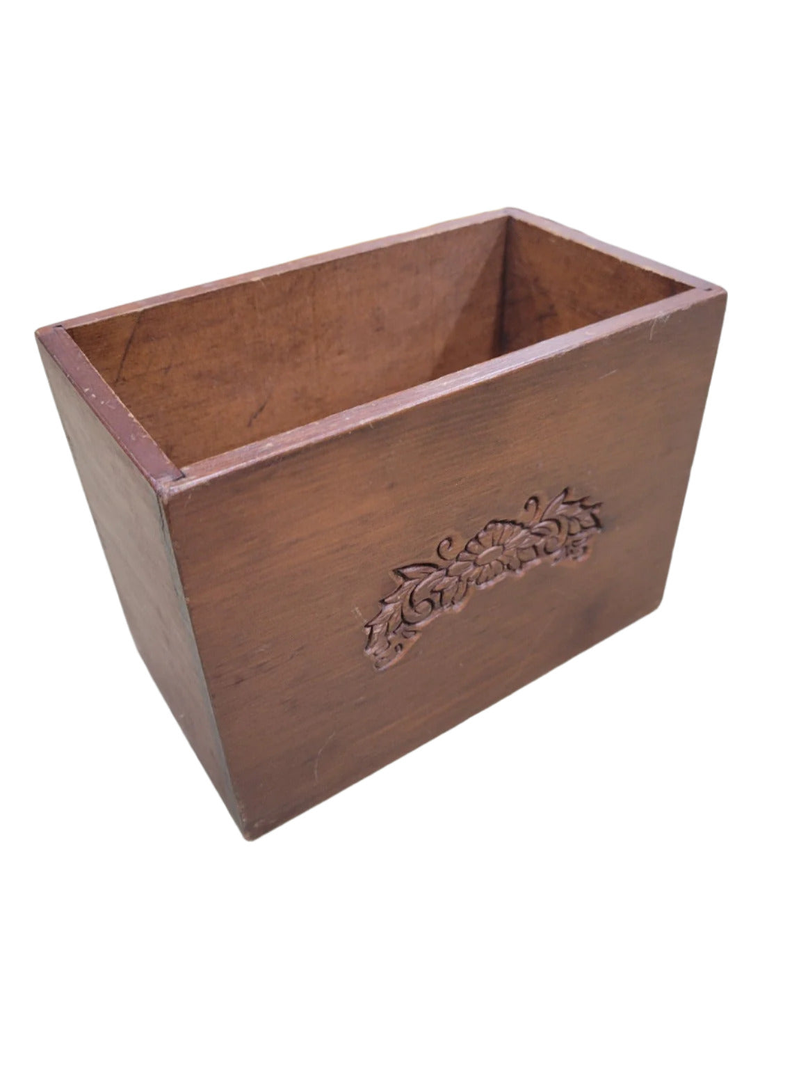 Carved Hardwood Floral Utensil Holder