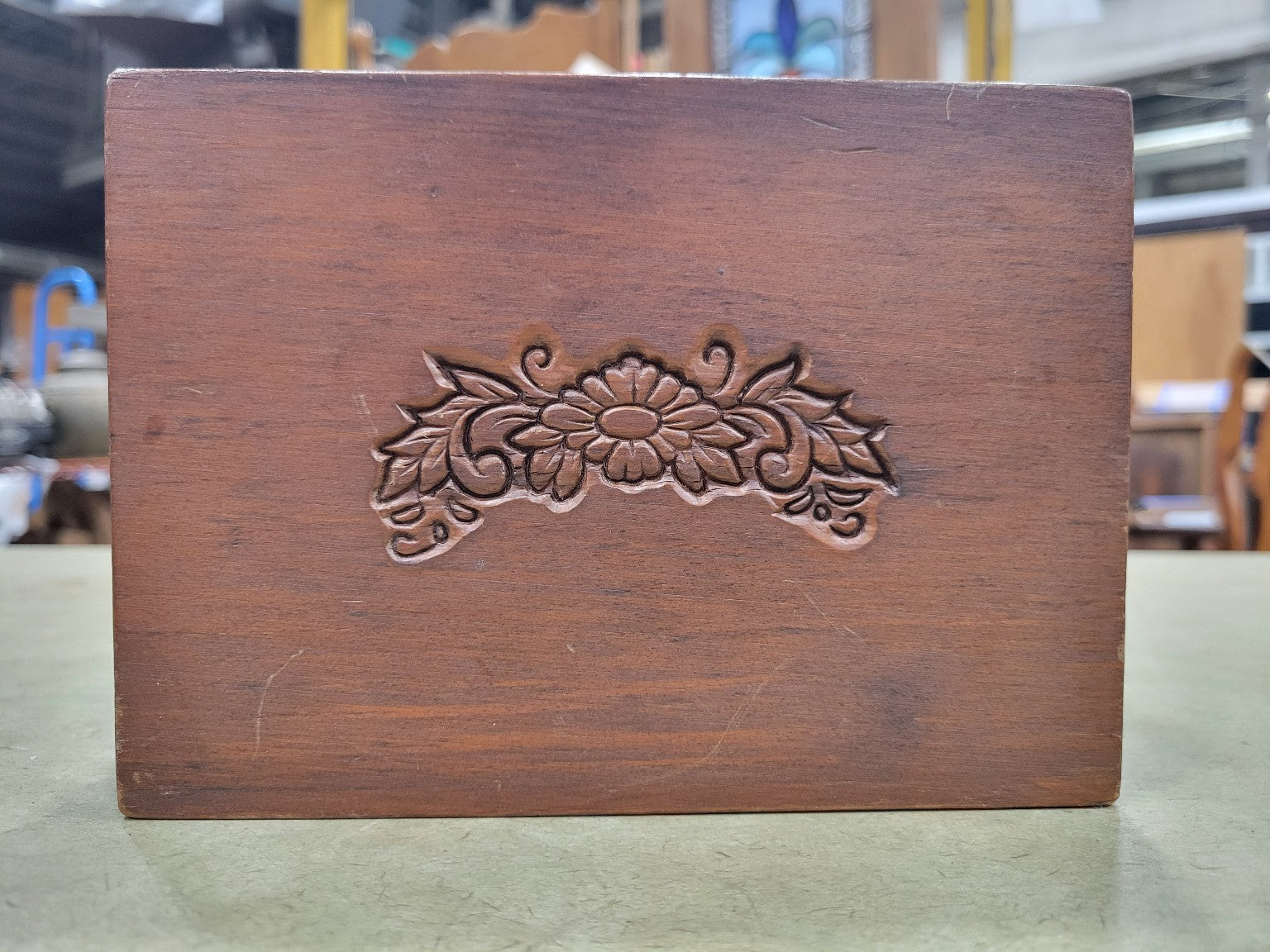 Carved Hardwood Floral Utensil Holder