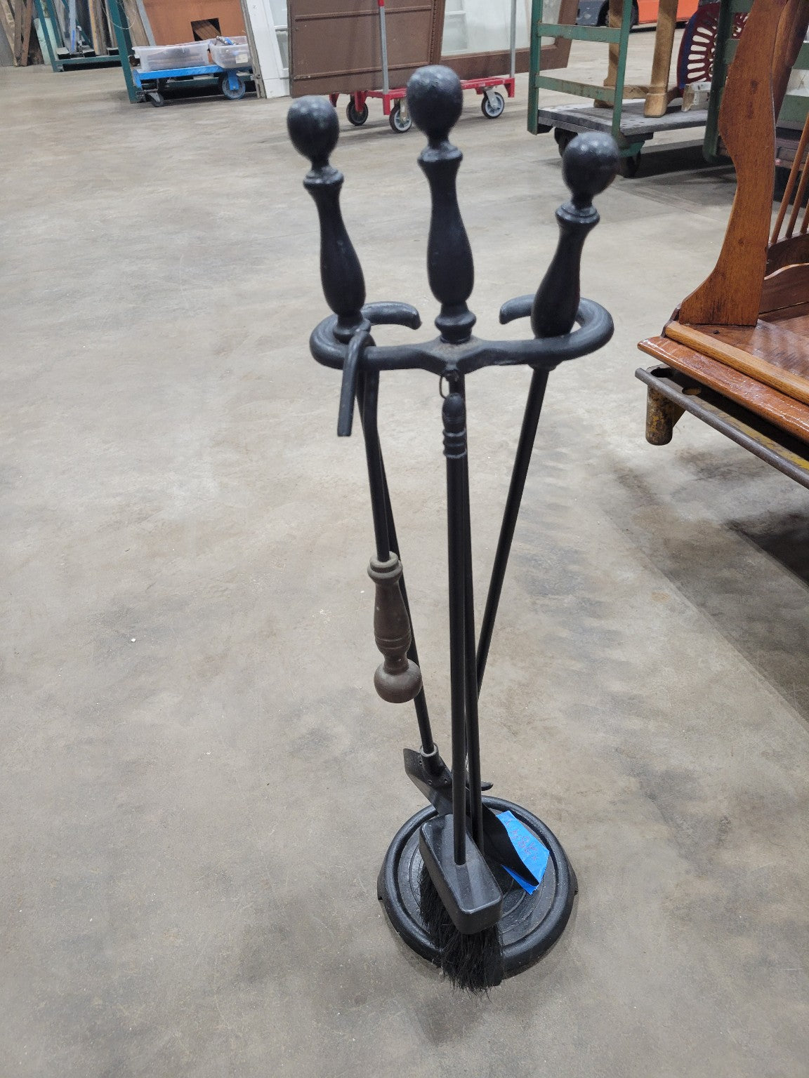 Vintage Cast Iron Fireplace Tool Set with Stand