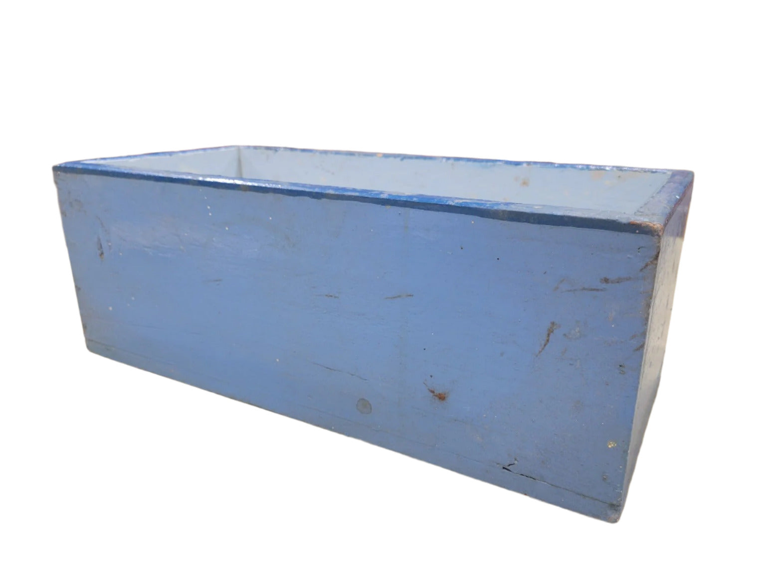 Painted Wood Storage Box – Distressed Blue Finish
