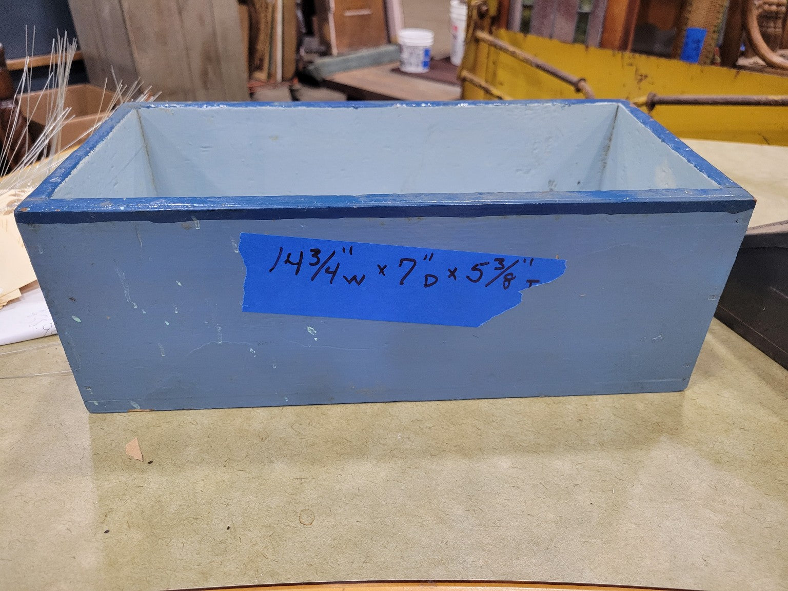 Painted Wood Storage Box – Distressed Blue Finish
