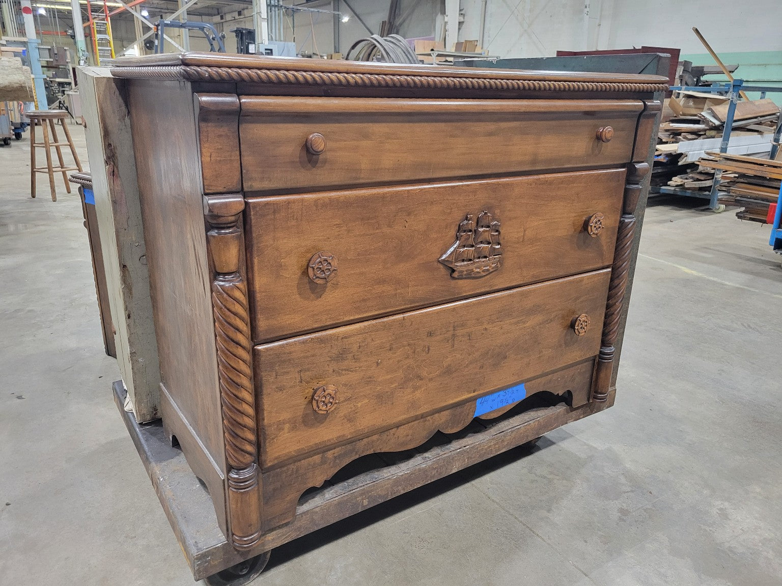 Virginia House Nautical Carved Wood Dresser – 3 Drawer – 32" Tall