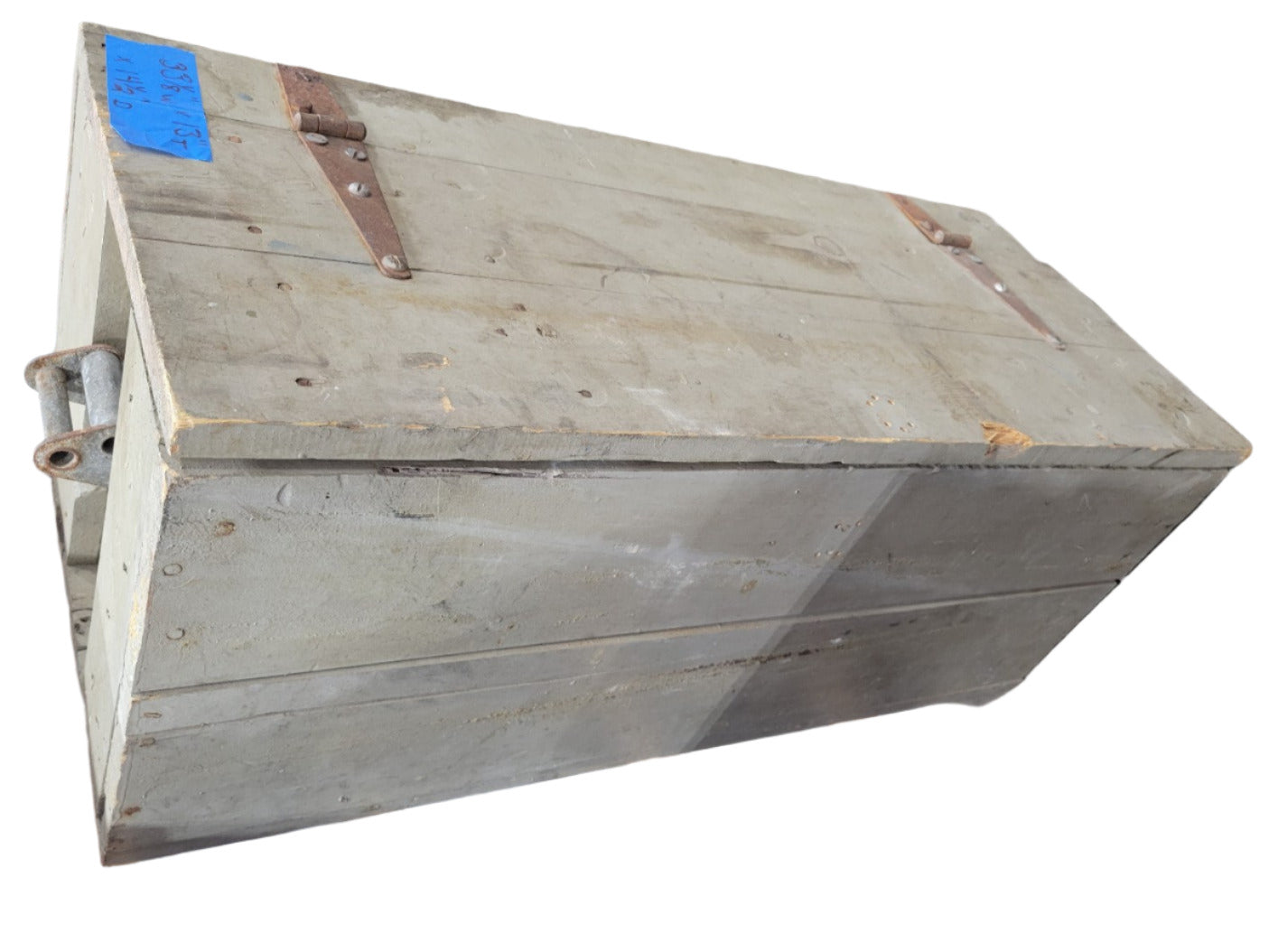 Rustic Painted Wood Tool Chest with Hinged Lid – 38" W x 13" T x 14 ½" D