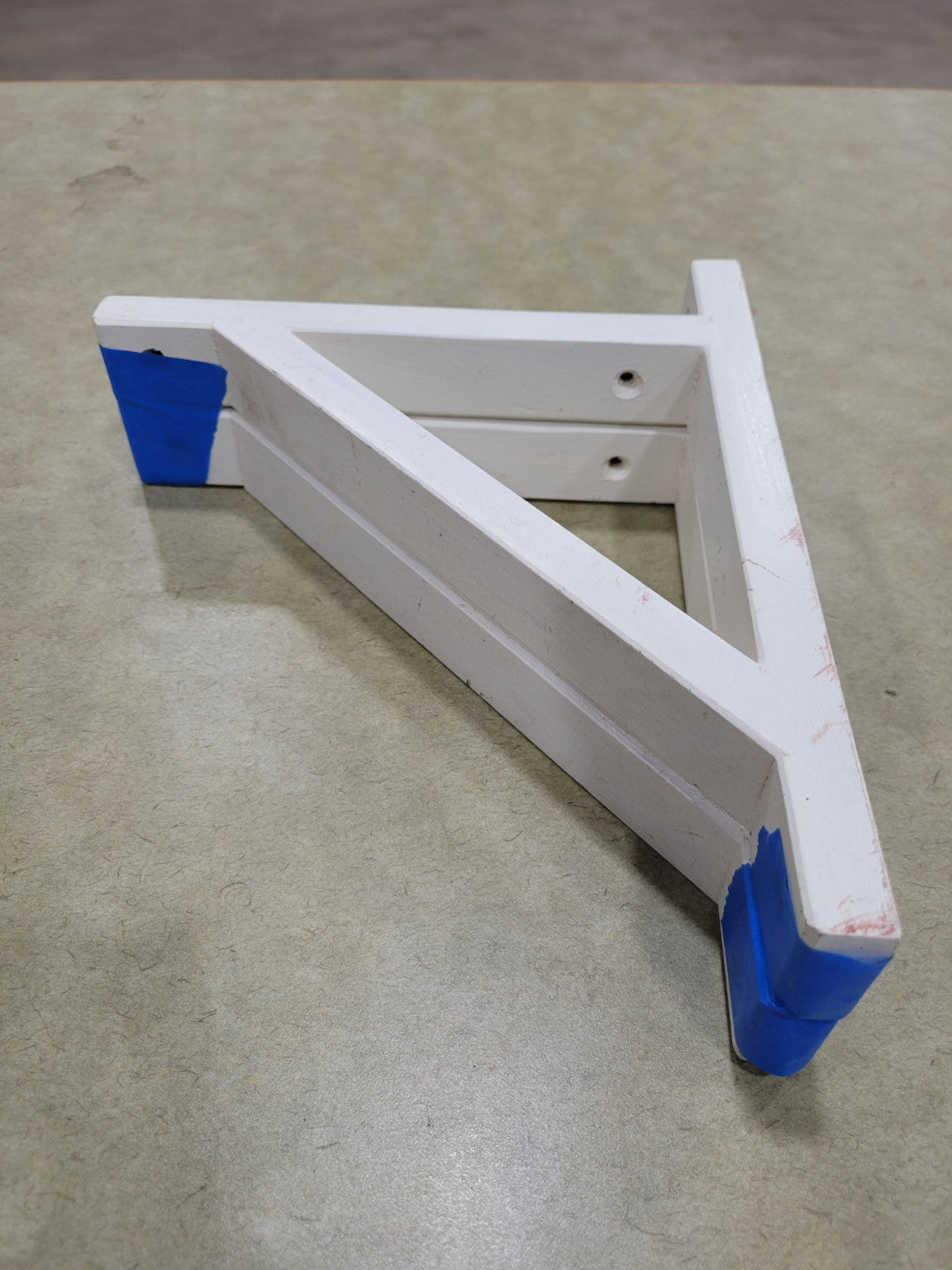 Set of Two White Painted Wood Shelf Brackets – 9” Triangular Supports