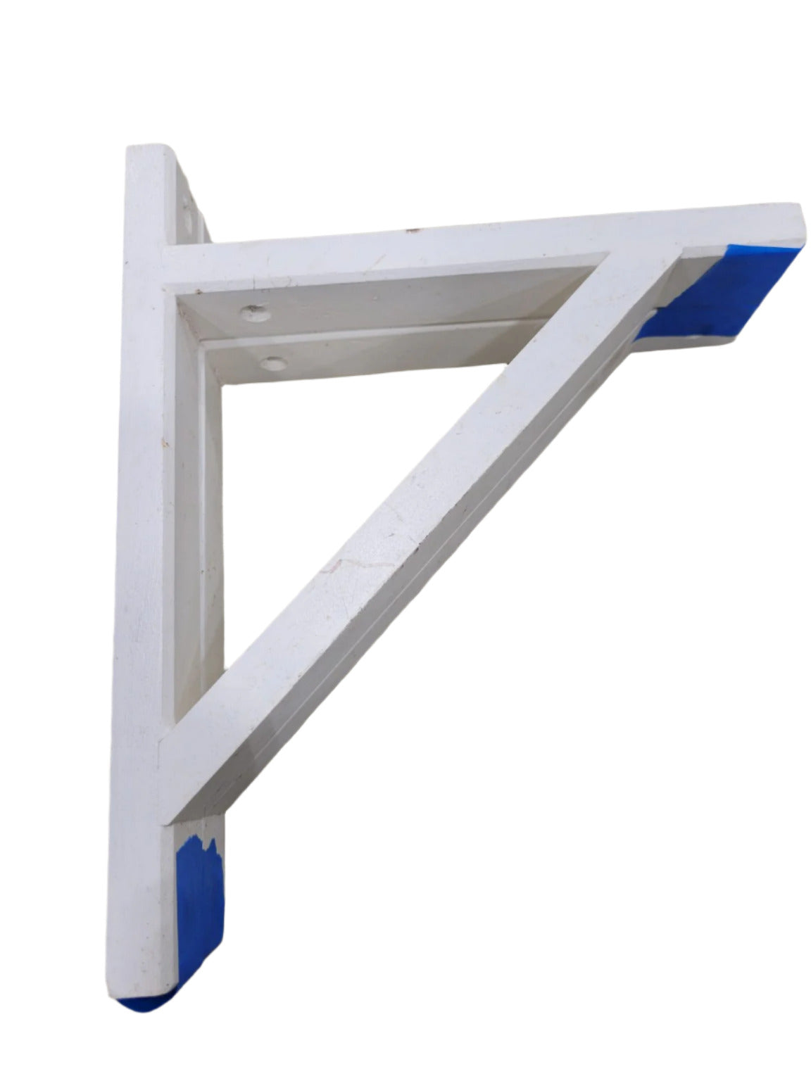 Set of Two White Painted Wood Shelf Brackets – 9” Triangular Supports