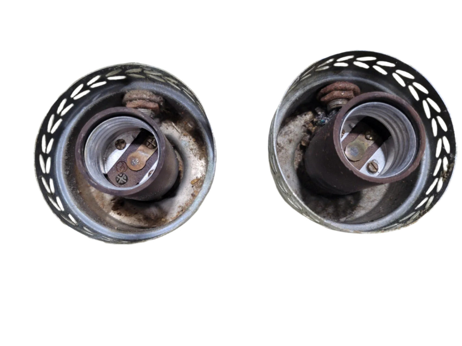 Art Deco Chrome Bathroom Wall Sconces – Pair with Milk Glass Shades (AS IS)