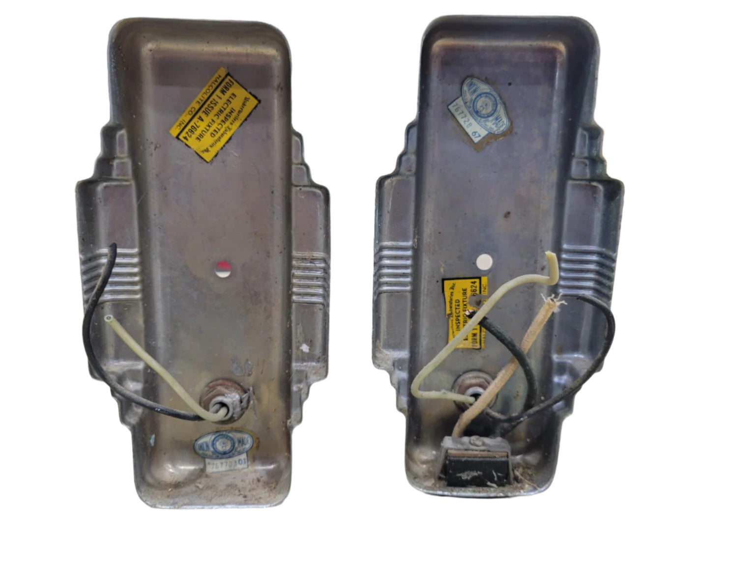 Art Deco Chrome Bathroom Wall Sconces – Pair with Milk Glass Shades (AS IS)