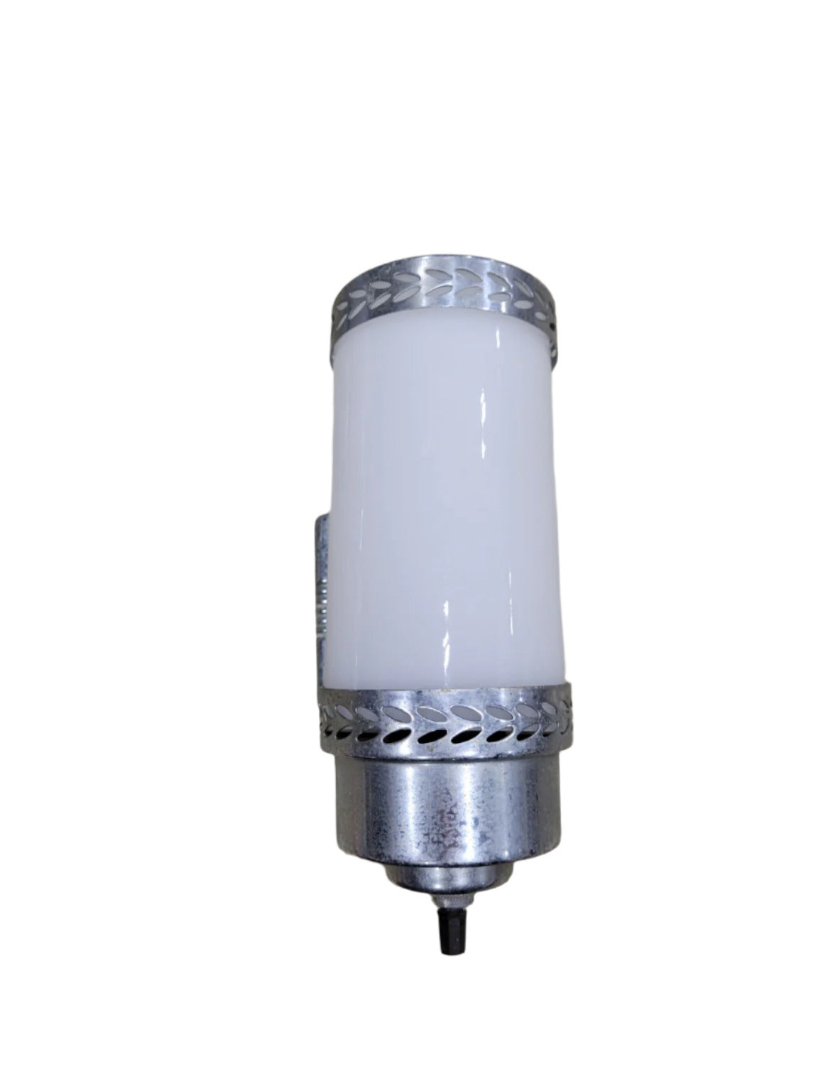 Art Deco Chrome Bathroom Wall Sconces – Pair with Milk Glass Shades (AS IS)