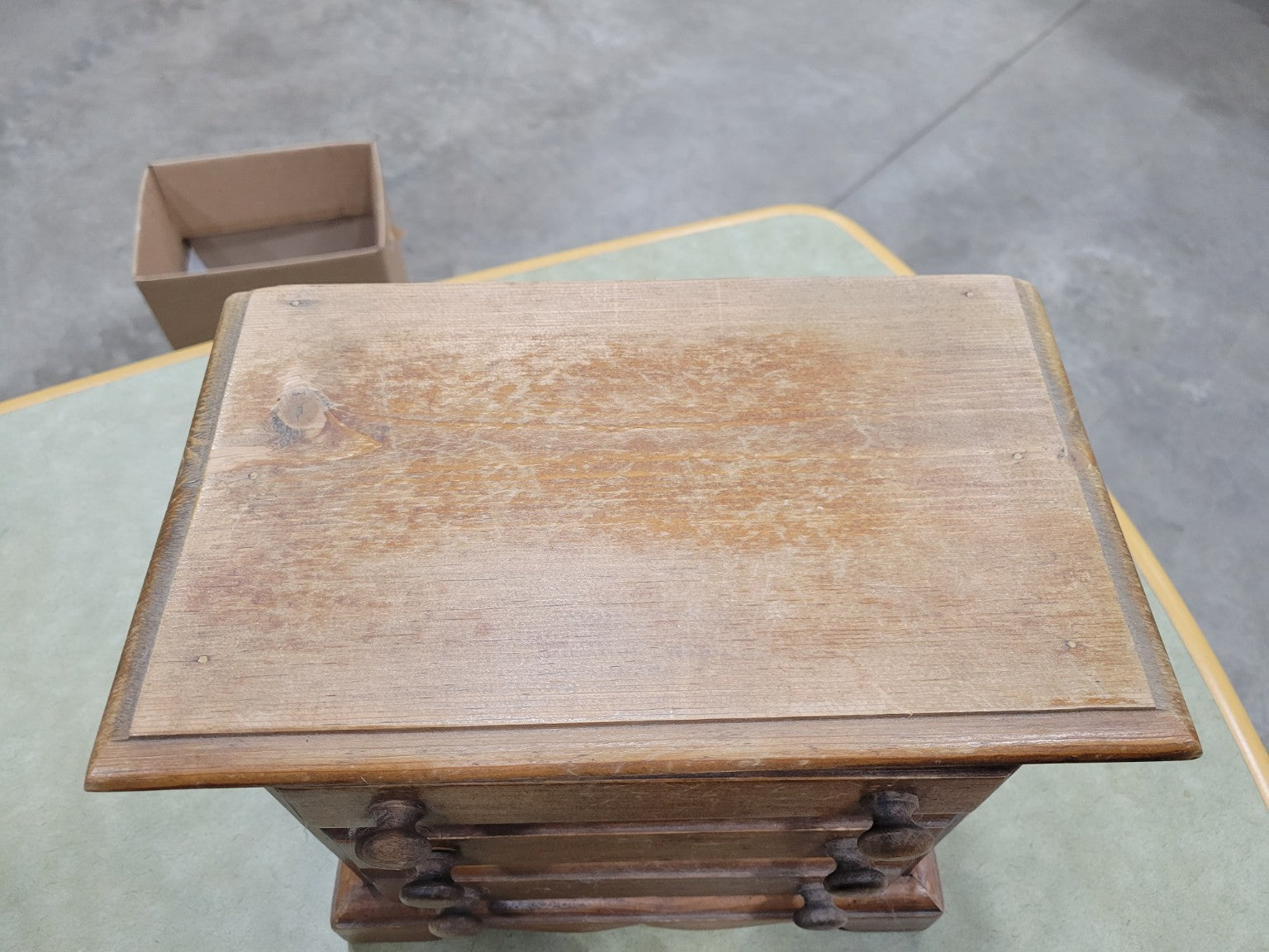 Miniature 3-Drawer Wooden Chest with Red Felt Lining