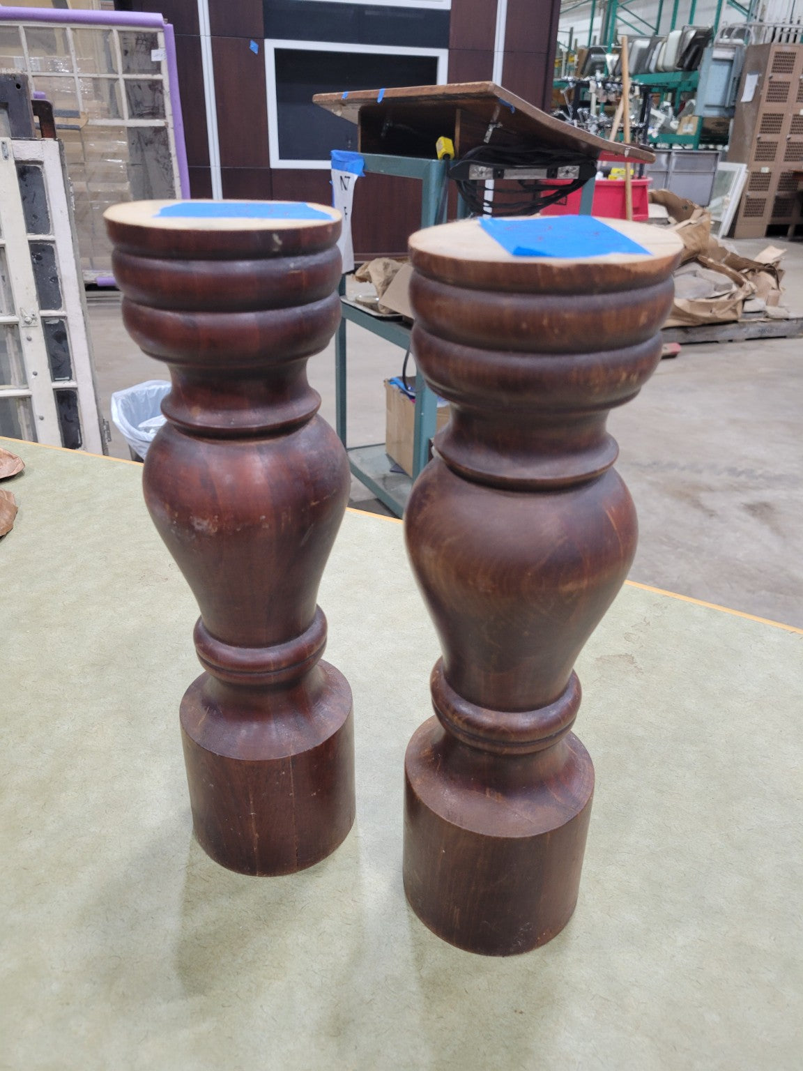 Pair of Vintage Turned Wood Table Legs – 14" Tall