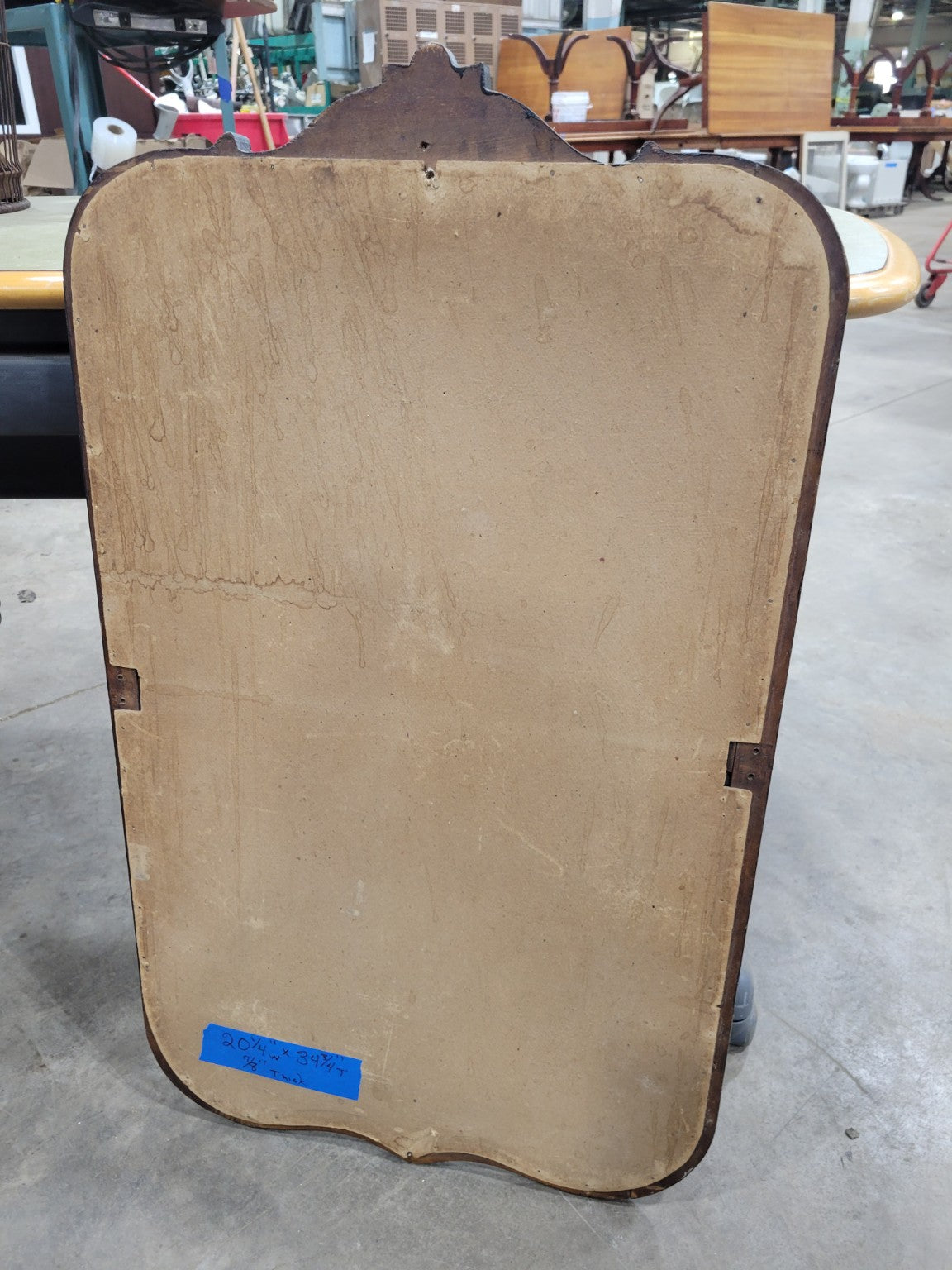 Antique Black Painted Mirror with Carved Crest