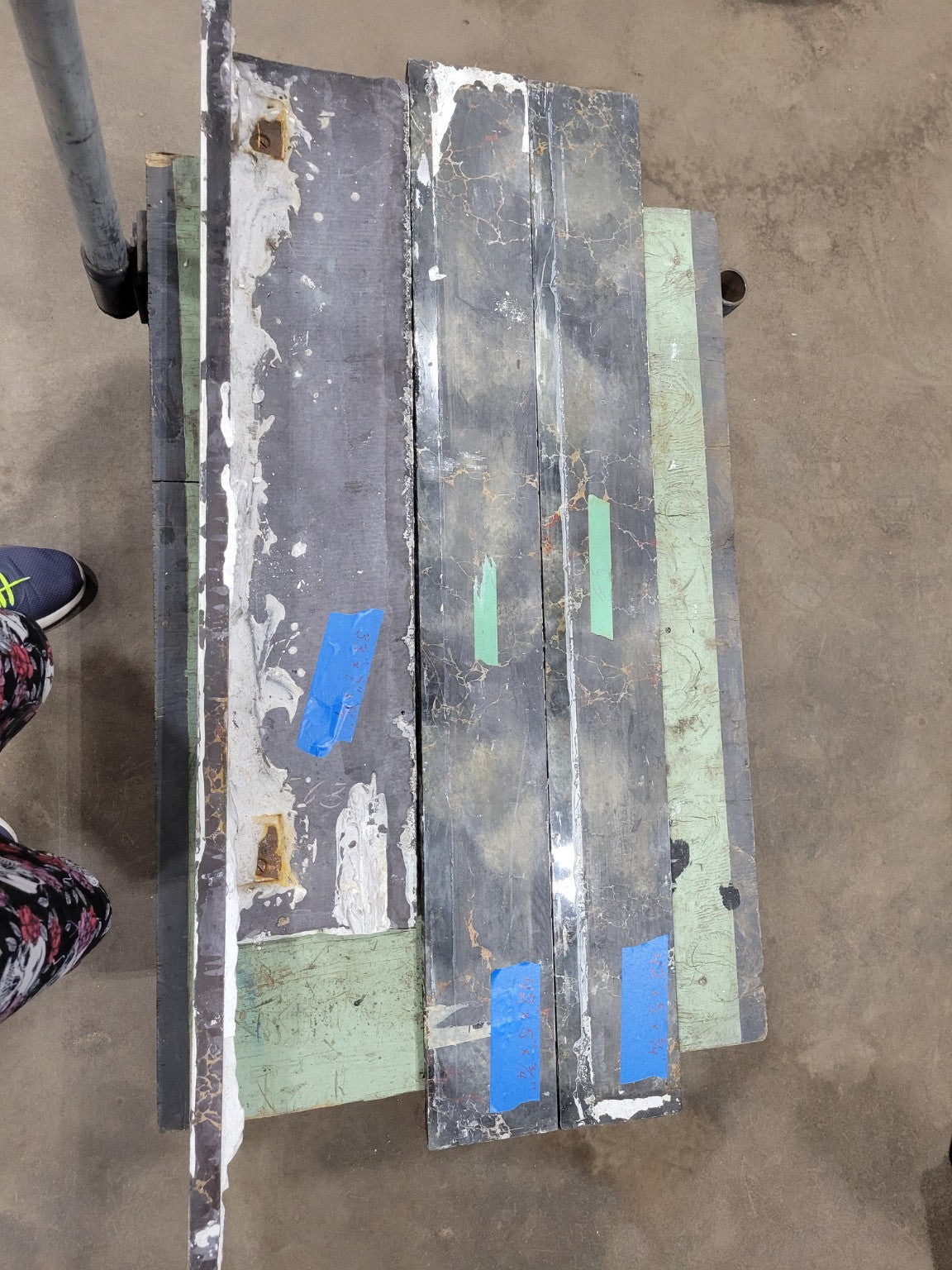 Lot of Salvaged Black and Gold Veined Marble Trim Panels – 4 Pieces