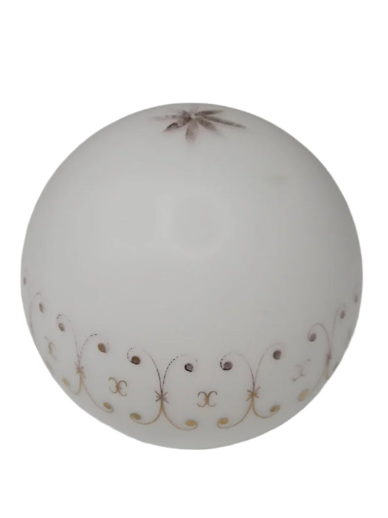 Vintage Satin Glass Globe Shade with Floral Scroll Pattern – 6 Diameter