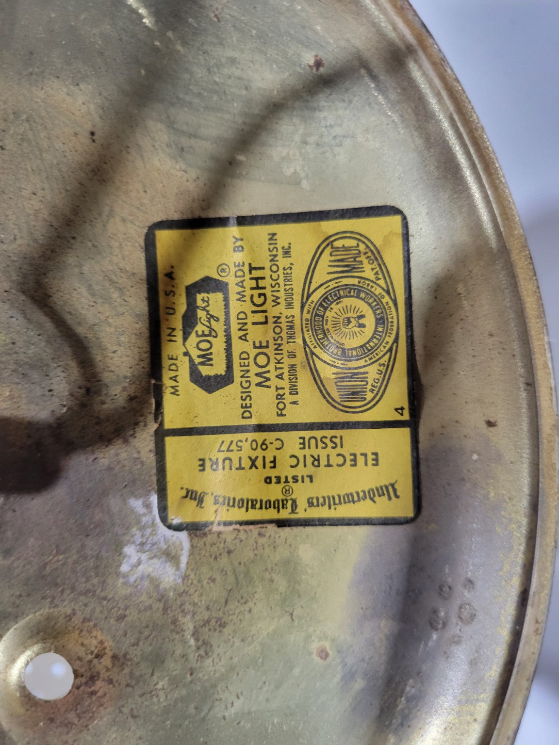 Vintage Moe Light Perforated Flush Mount Fixture – 10" Diameter (AS IS-MISSING SHADE)