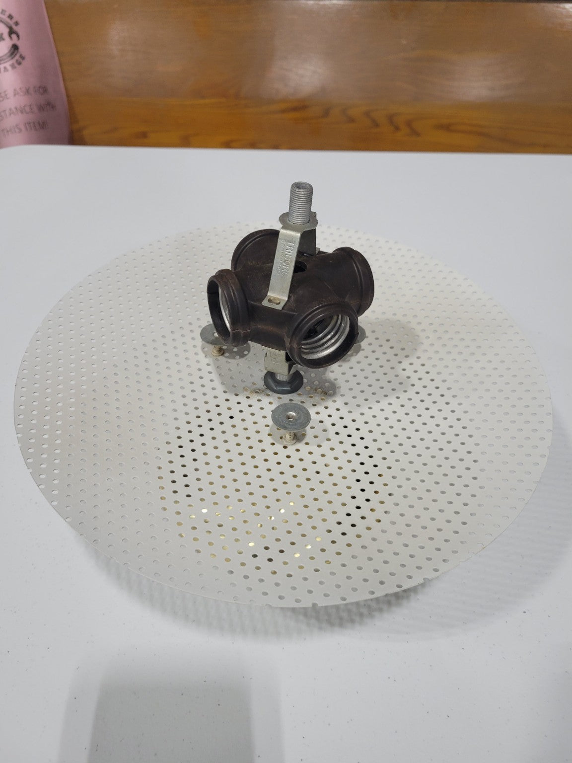 Vintage Moe Light Perforated Flush Mount Fixture – 10" Diameter (AS IS-MISSING SHADE)