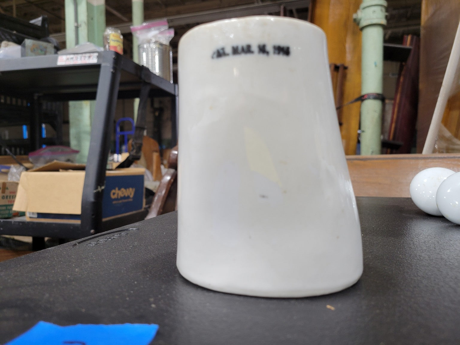 Victorian Porcelain Plumbing Standoff – Glazed Ceramic, Patent Dated 1903