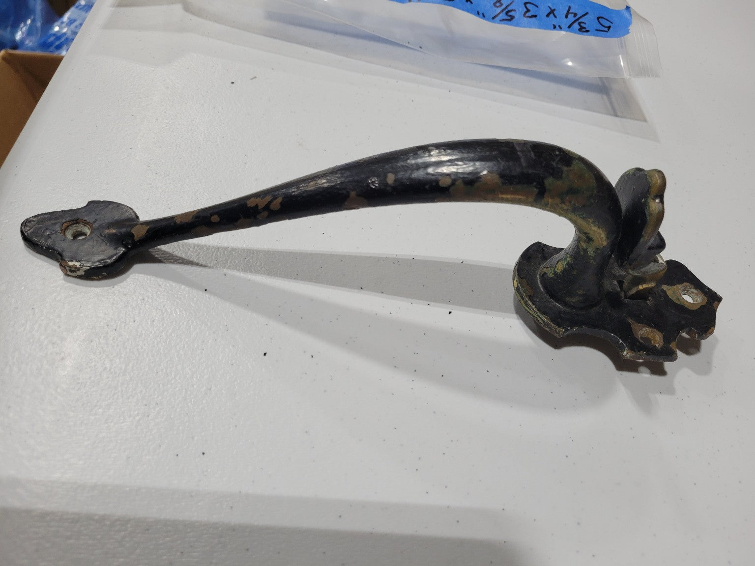 Antique Black Enamel Cast Brass Door Pull Handle – 10 ¼"