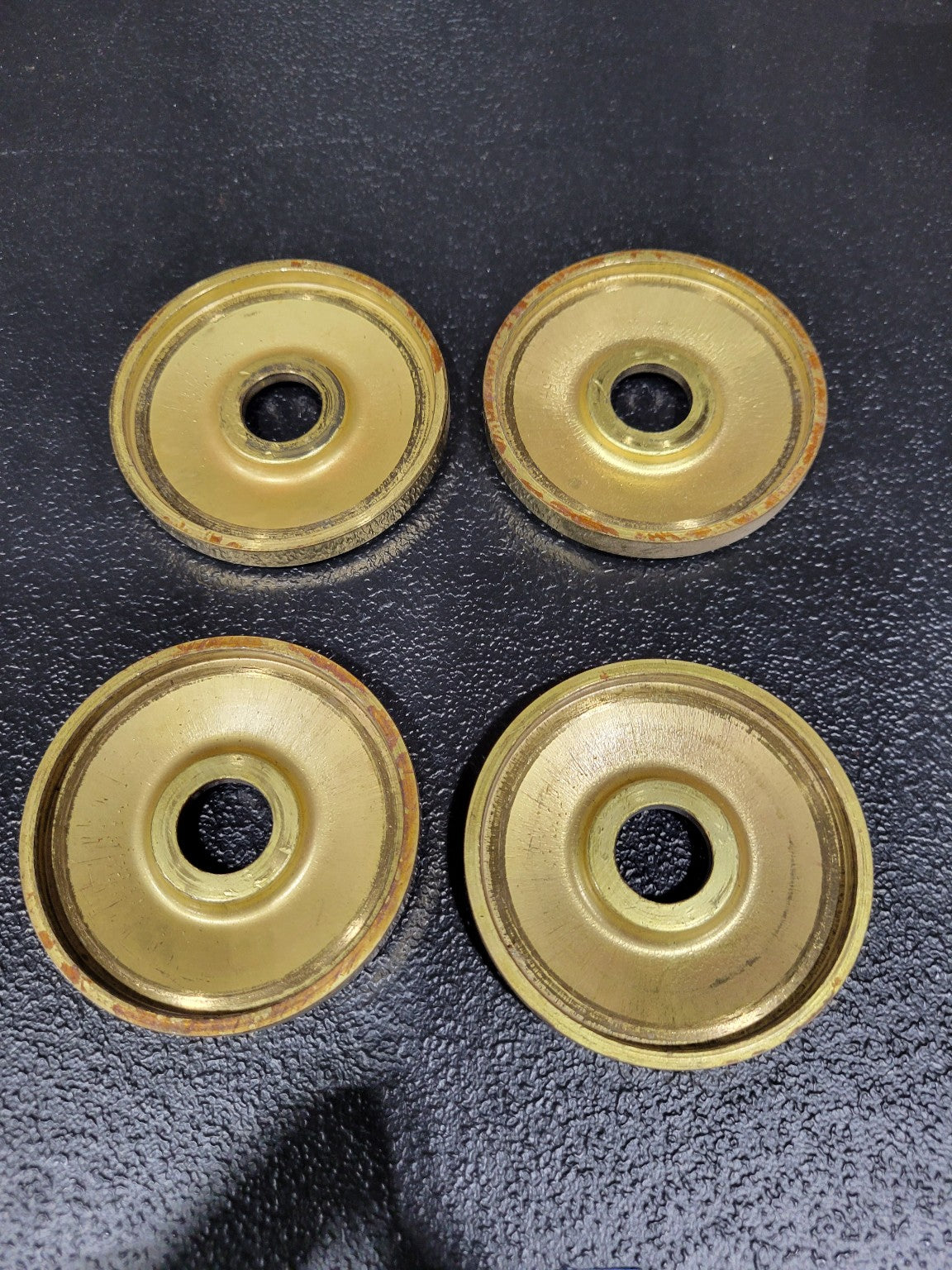 Set of 4 Vintage Brass Rosette Backplates – 2 9/16" Diameter