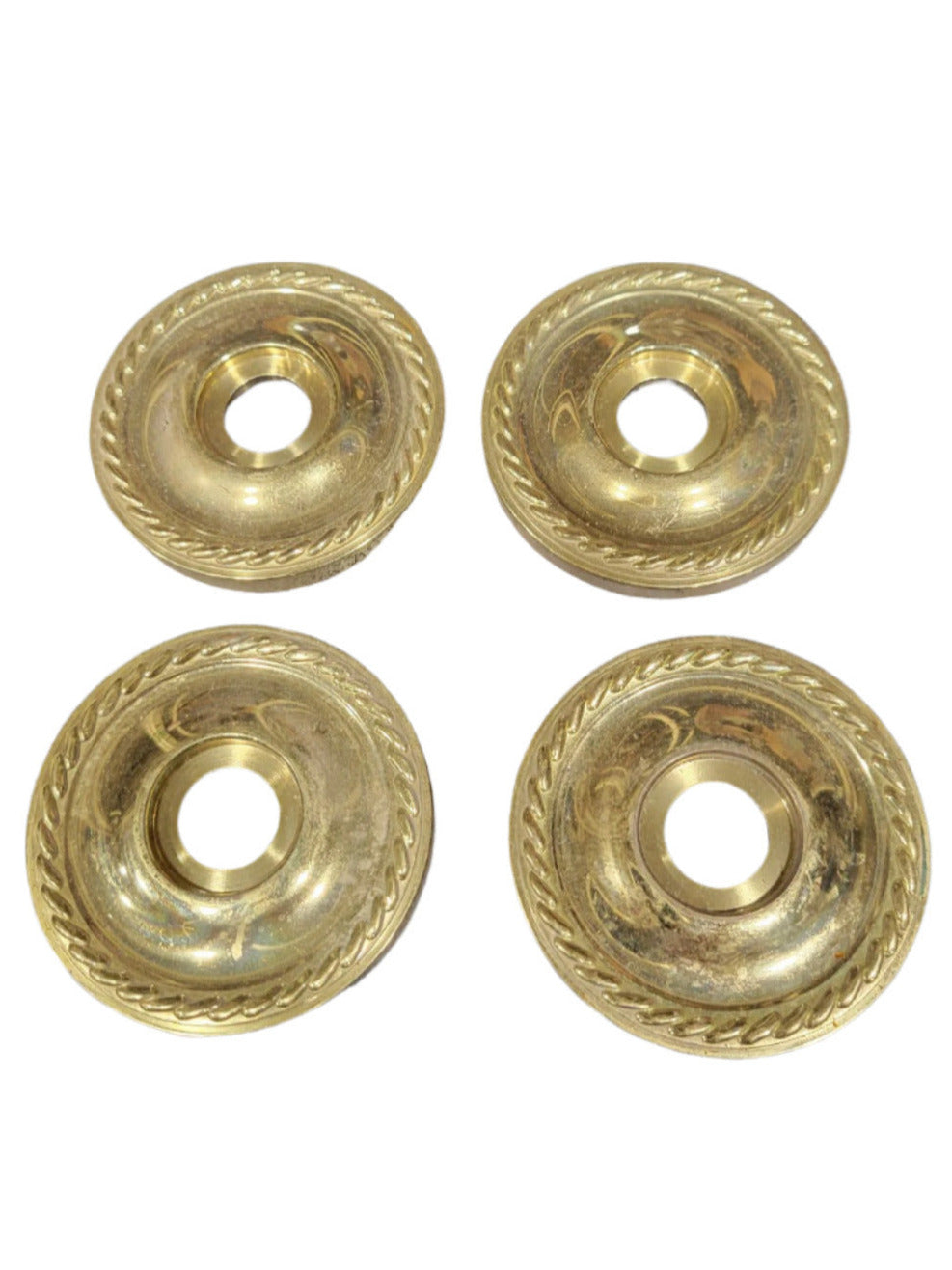 Set of 4 Vintage Brass Rosette Backplates – 2 9/16" Diameter