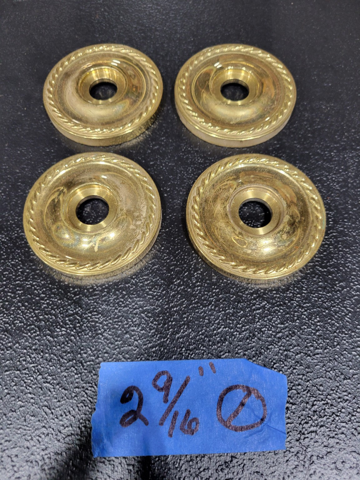 Set of 4 Vintage Brass Rosette Backplates – 2 9/16" Diameter