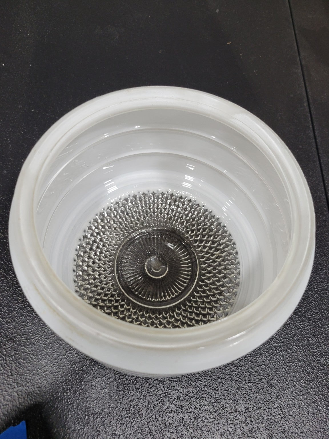 Mid-Century Clear & White Glass Ribbed Dome Ceiling Light Globe – 6.5" Diameter