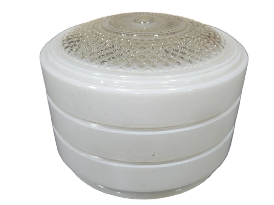 Mid-Century Clear & White Glass Ribbed Dome Ceiling Light Globe – 6.5" Diameter