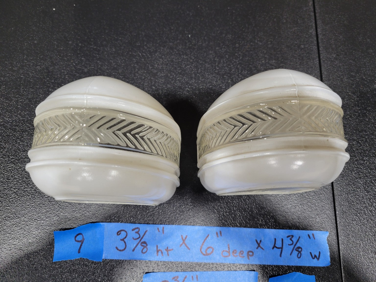 Pair of Art Deco Frosted Glass Sconces – Leaf Motif – Set of 2
