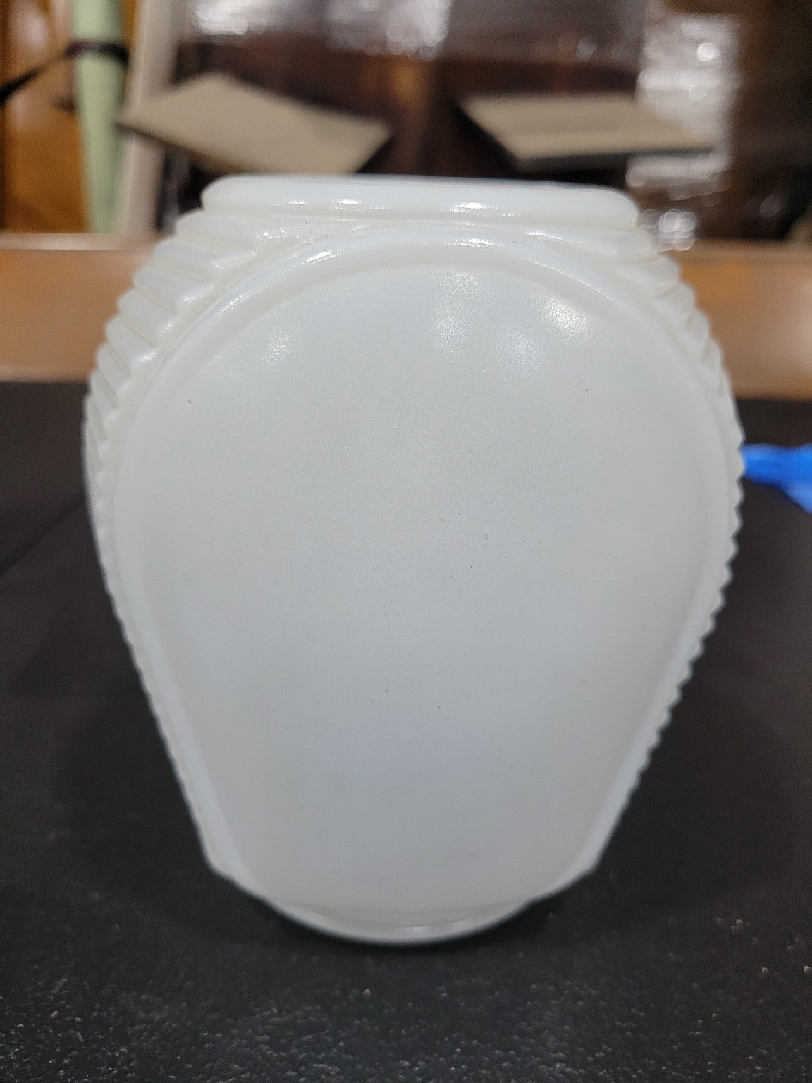 Art Deco Opaline Ribbed Glass Shade – Spiderweb Pattern Globe