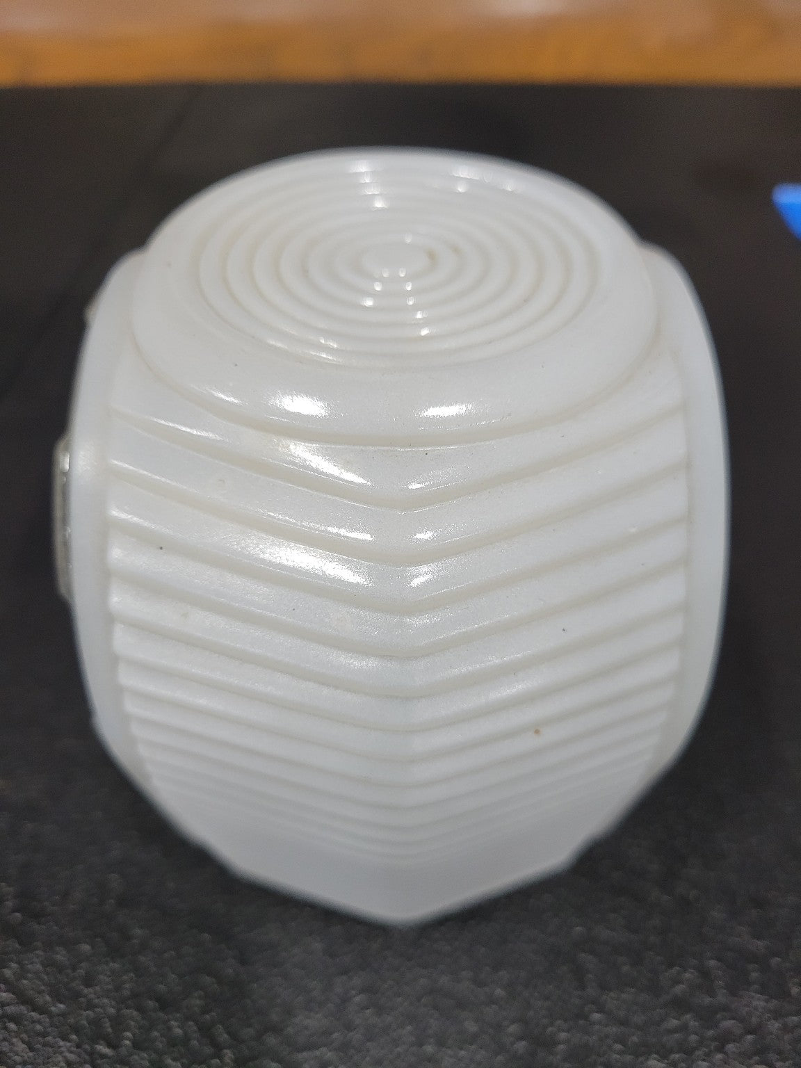 Art Deco Opaline Ribbed Glass Shade – Spiderweb Pattern Globe