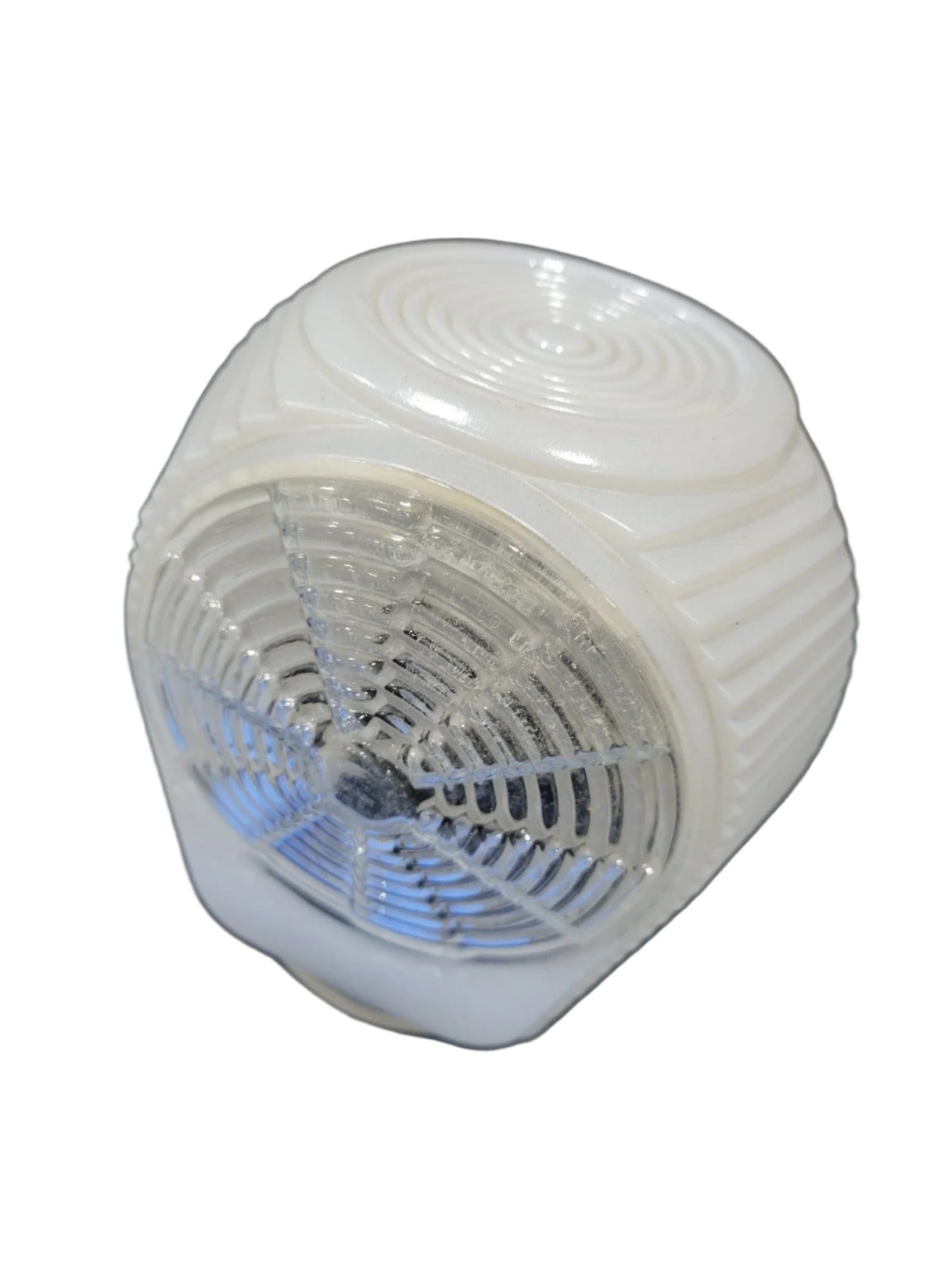 Art Deco Opaline Ribbed Glass Shade – Spiderweb Pattern Globe