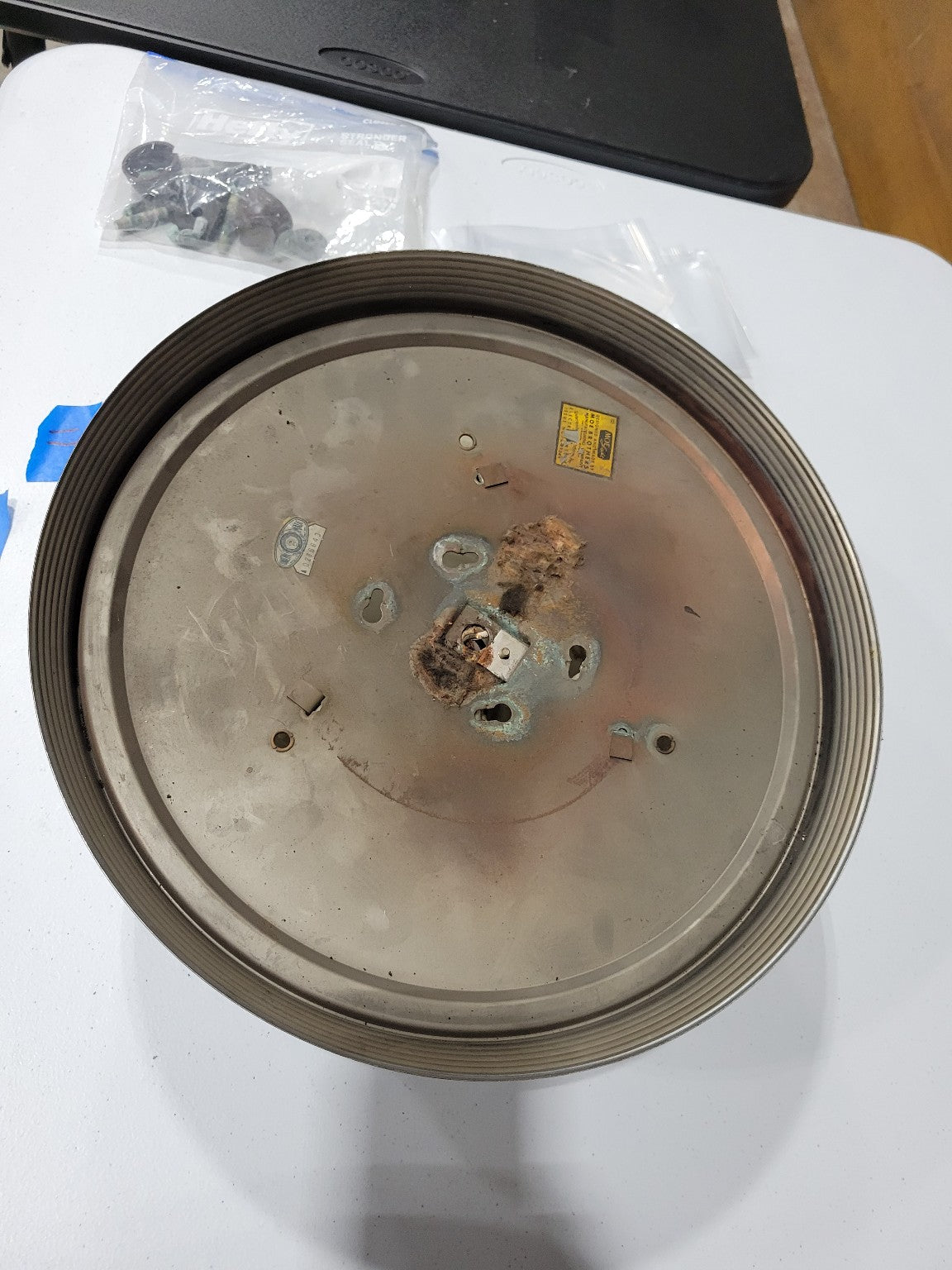 Vintage Moe Light Flush Mount Ceiling Fixture – White Glass Shade & Ribbed Metal Base