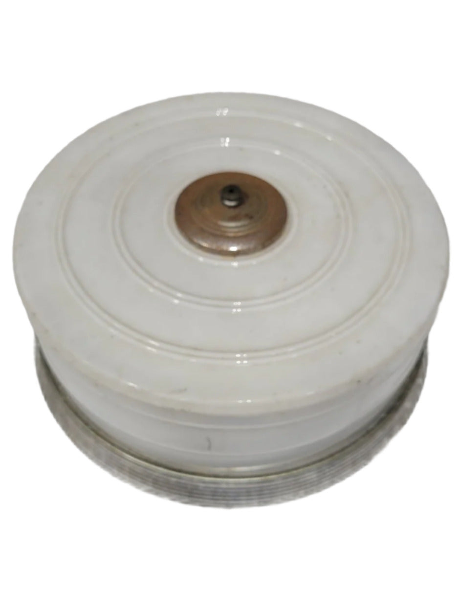 Vintage Moe Light Flush Mount Ceiling Fixture – White Glass Shade & Ribbed Metal Base